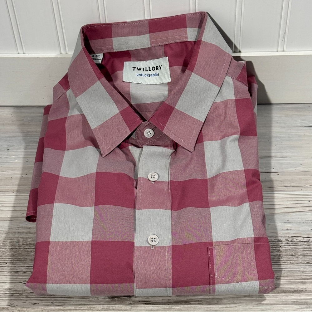 TWILLORY Untuckable Non-Iron Safe Cotton Tailored Fit Shirt Sz XL-2XL Plaid NWOT
